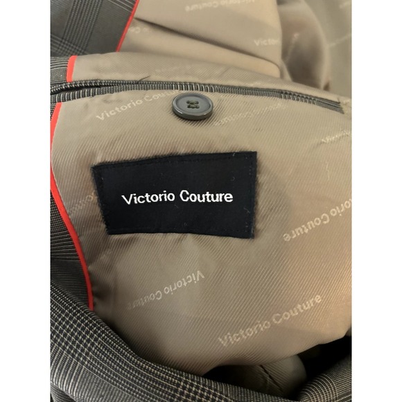 Victorio Couture Gray Glen Check Sport Coat Blazer Jacket Big & Tall Size 44L - Picture 6 of 9